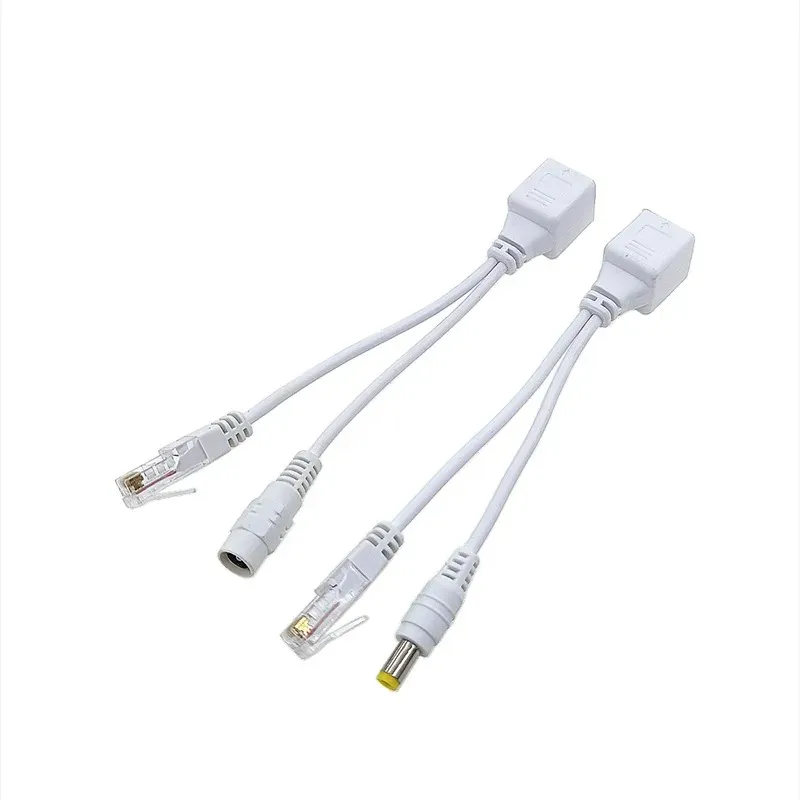 2024 POE -adapterkabel RJ45 Kabelkraft över Ethernet -adapterinsprutare Splitter DC 12 V 1 par för IP -kameror