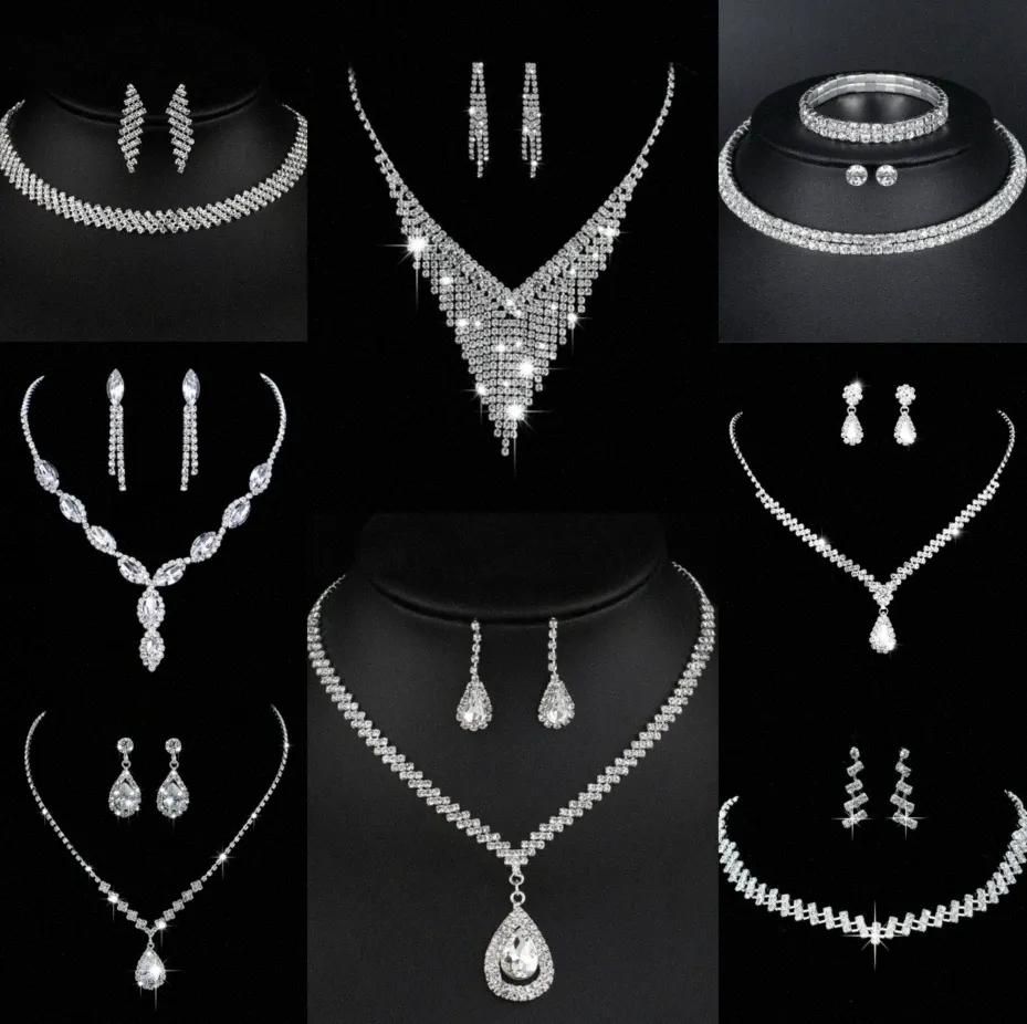 Ensemble de bijoux en diamant de laboratoire précieux, collier de mariage en argent sterling, boucles d'oreilles pour femmes, bijoux de fiançailles, cadeau Y4Py #