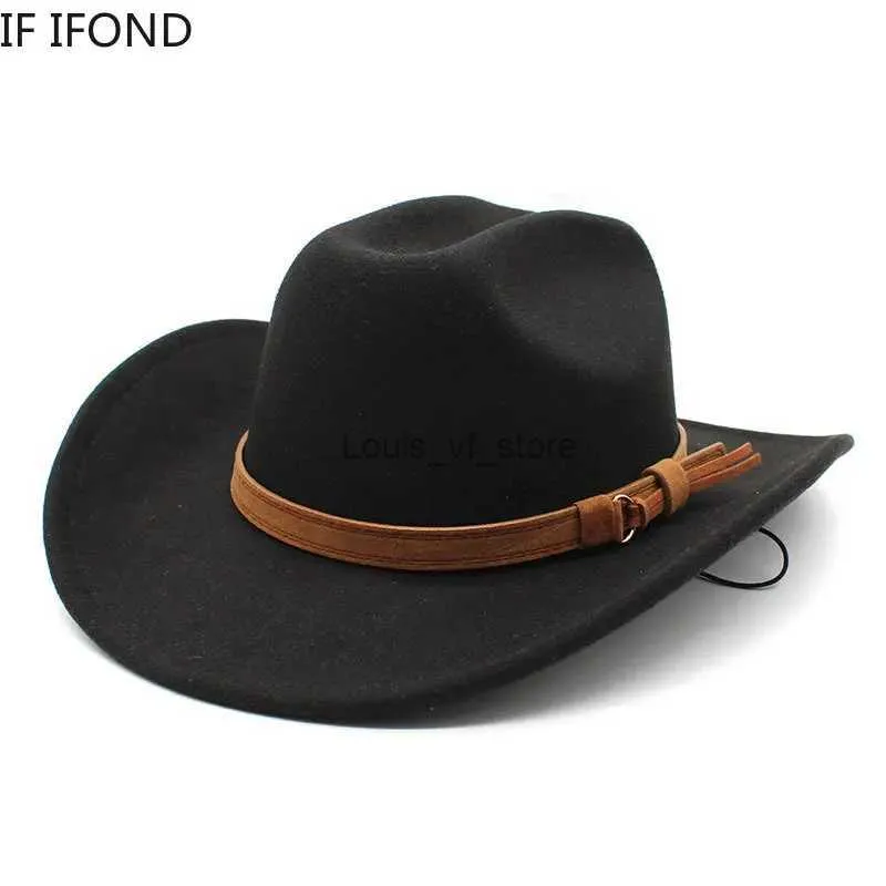 Wide Brim Hats Bucket Winter and Autumn Western Cowboy Hat Jazz Fedora Sombrero Hombre H240330