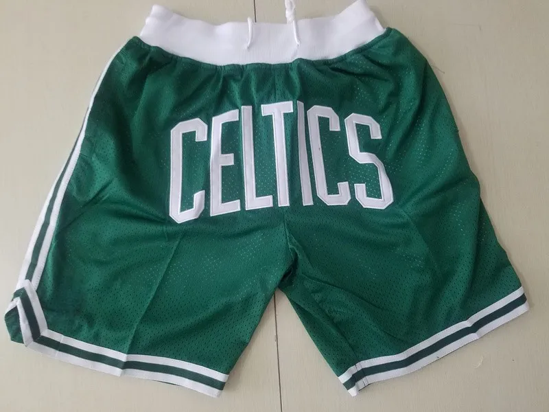 Pantaloncini da uomo''Boston''Celtics''Pantaloncini autentici da basket Pantaloncini da squadra di palestra casual ricamati in rete retrò 09