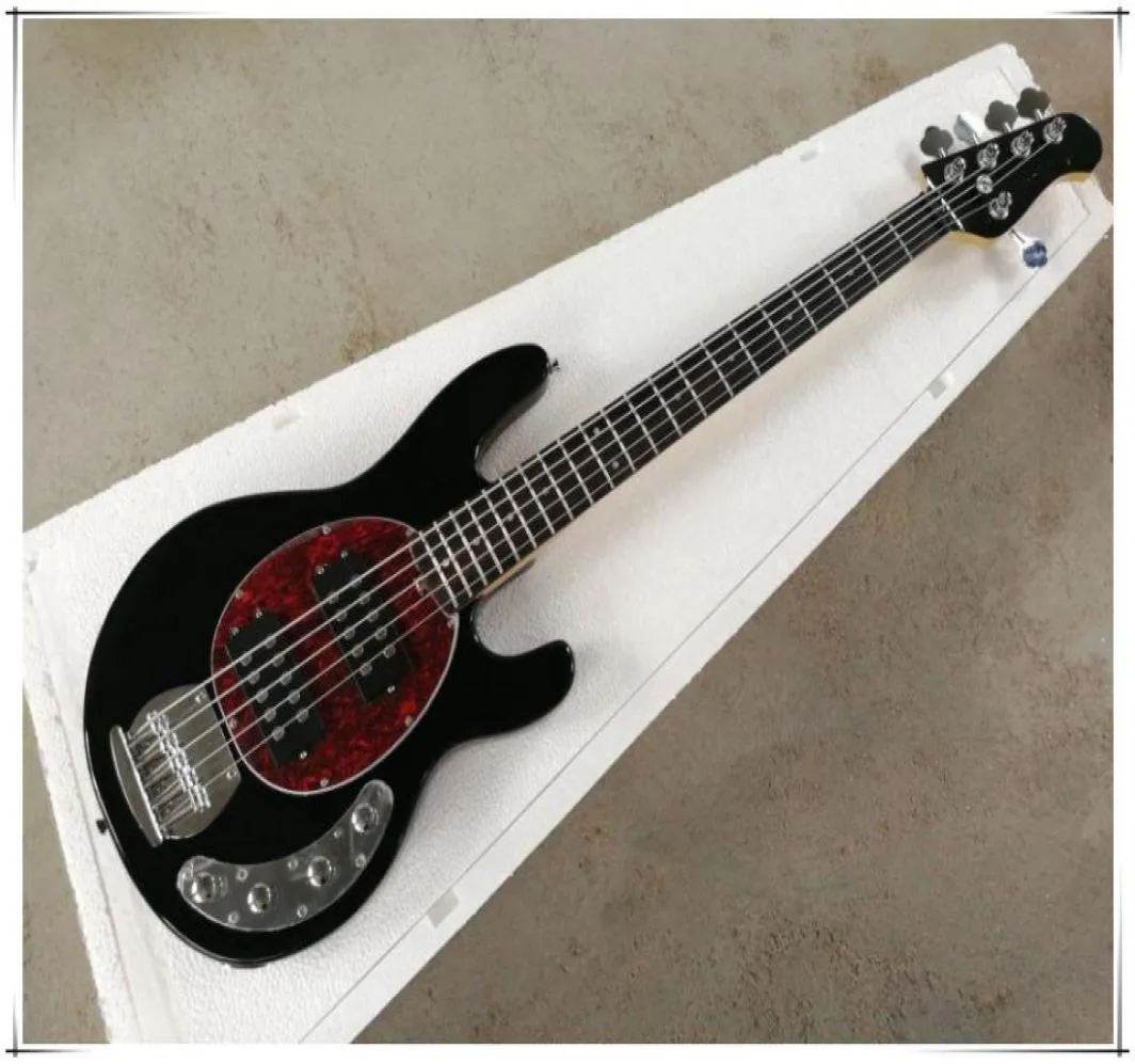 Factory Custom Black 5Strings Electric Bass Guitar med Rosewood FingerboardChrome Hardwareed Pearl PickGuardCan Be Customize9524683