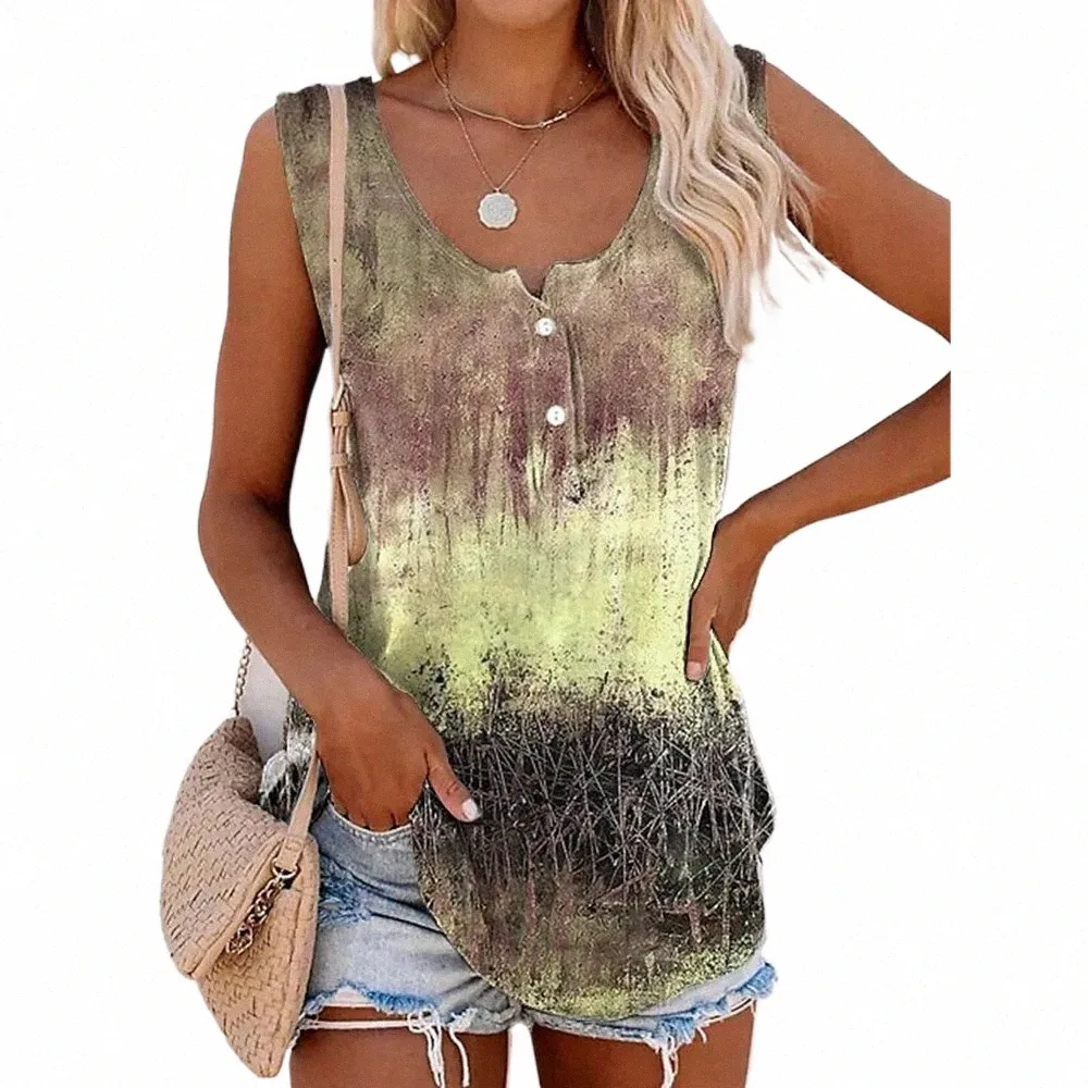 women Sleevel Printed Vest Tank Tops Ladies Summer Casual Loose T-Shirt Daily Clothing For Female Plus Size Oversized 2023 J0uZ#