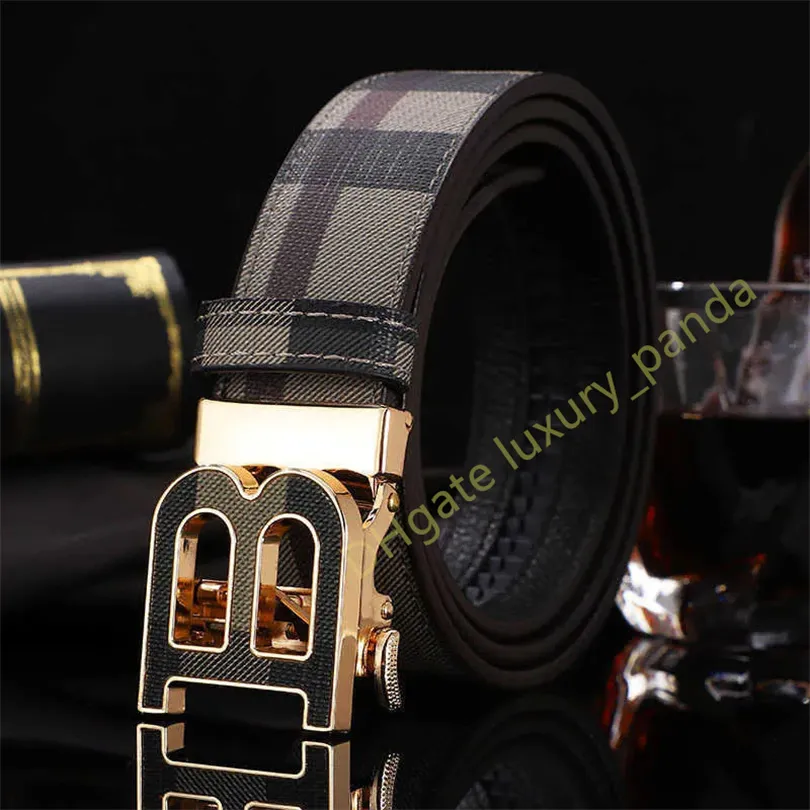 Toppkvalitet Mens Automatic Buckle Belt Letter B Plaid Business Pants Belts 6 Färger Designer Märke Jeans Midjeband Fashion Gifts Belt-1