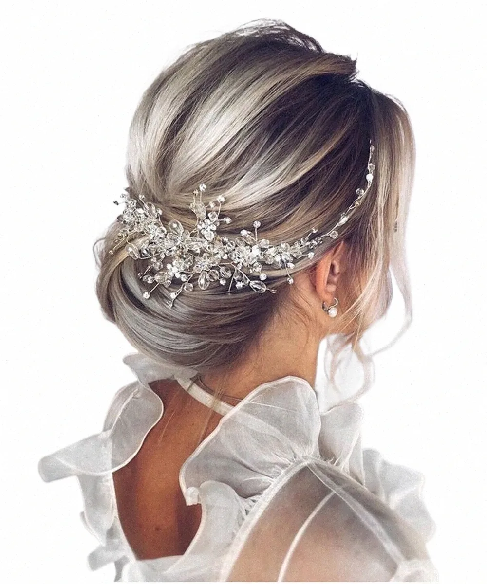 vintage Rose gold Sier Wedding Accories bridal headwear Shiny Crystal Hair comb Elegant banquet for women I27v#