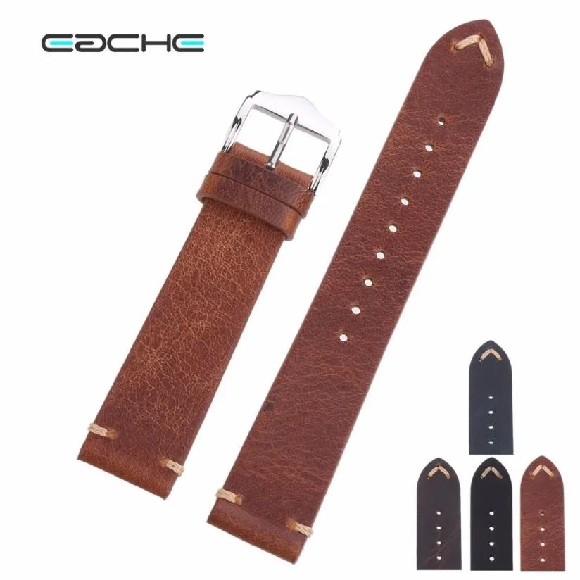 Varje handgjorda vaxoljehudklockor Rems Vintage äkta läder Watchband Calfskin Watch Stems olika färger 18mm 20mm 22mm T337N