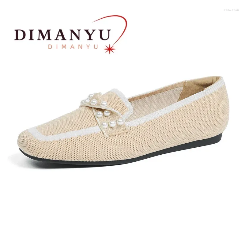 Casual Schoenen DIMANYU Beanie Dames Lente 2024 Vierkante Teen Gebreide Damesjurk One Foot Loafer