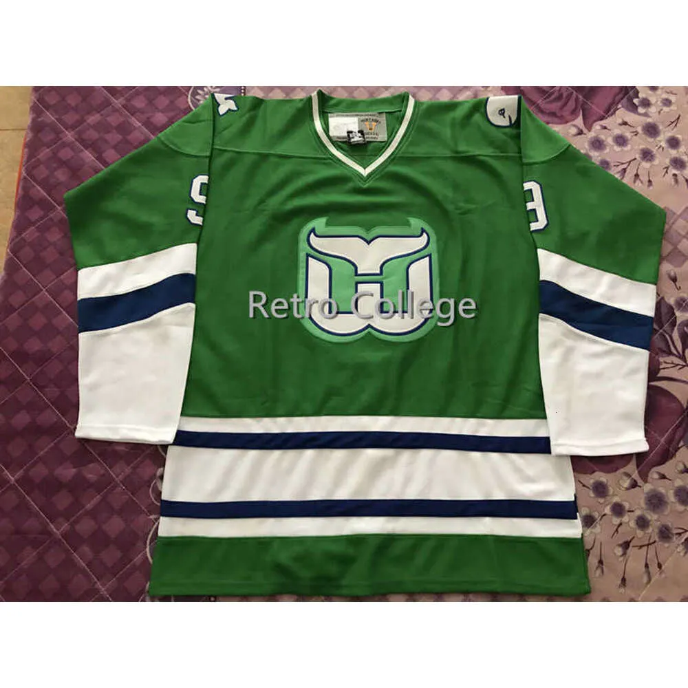 24S #9 GORDIE Howe Hartford Whalers RETRO HOCKEY JERSEY Ricamo da uomo cucito Personalizza qualsiasi numero e nome maglie