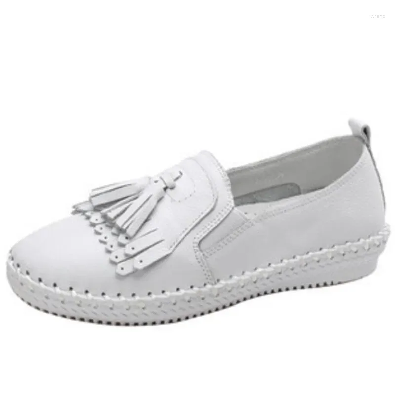 Mocassins en cuir à semelles souples pour femmes, chaussures décontractées, plates, respirantes, petite taille 35 40, été