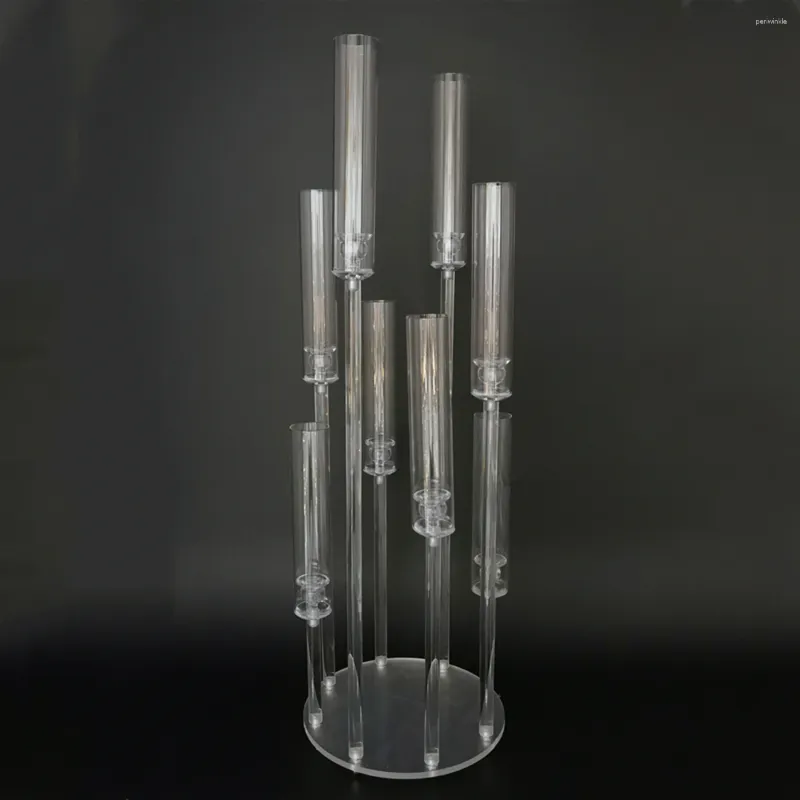 Candle Holders 10pcs)Clear Acrylic 8 Heads Rising Candelabra Wedding Crystal Table Centerpiece AB0782