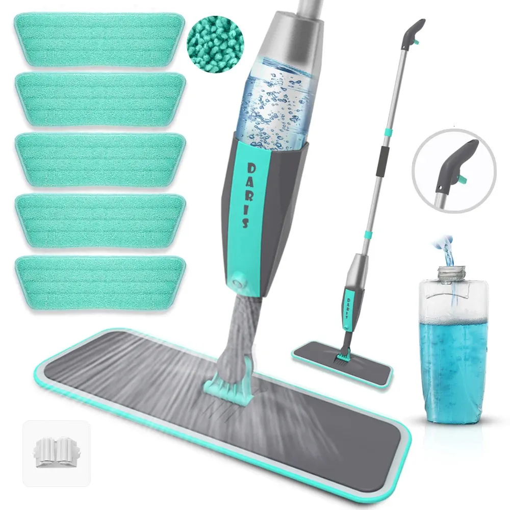 Magic Floor Cleaning Sweeper Brooms With Microfiber Pads 360 ° Rotation Flat Spray Floor Mop Broom för rengöring av hem snurr Mop 240315