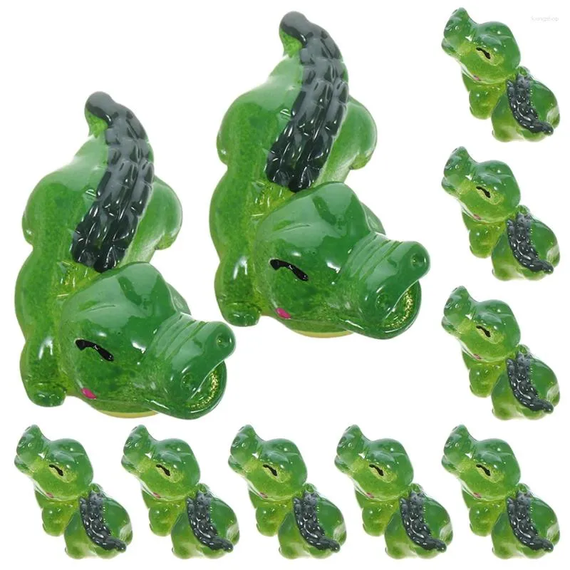 Décorations de jardin 10 pcs Little Crocodile Micro Paysage Résine Pots de fleurs Ornements