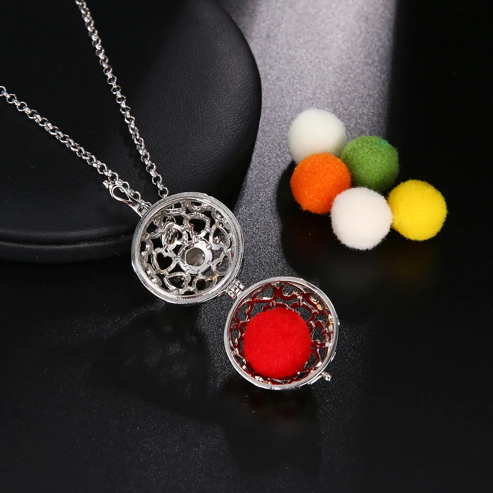 Vinrage Flower Aromatherapy Essential Oil Diffuser Necklace Mexico Chime Music Angel Ball Caller Locket Necklace Accessories