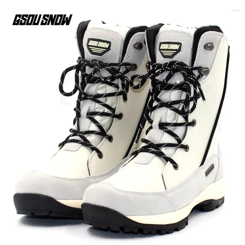 Fitness Shoes GSOU SNOW Boots Outdoor Women High Cut Waterproof Anti-skid Hiking Winter Plus Velvet Lining Warm Camping Sneakers