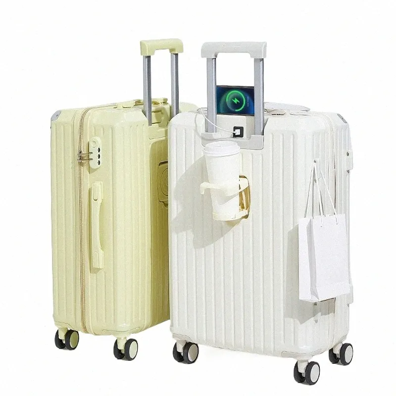 20/24/26 cala Reisfonffer Met Wielelen Rollende Bagage Trolley Instap Case Multithunctiele torebka Met Bekerhouder U545#