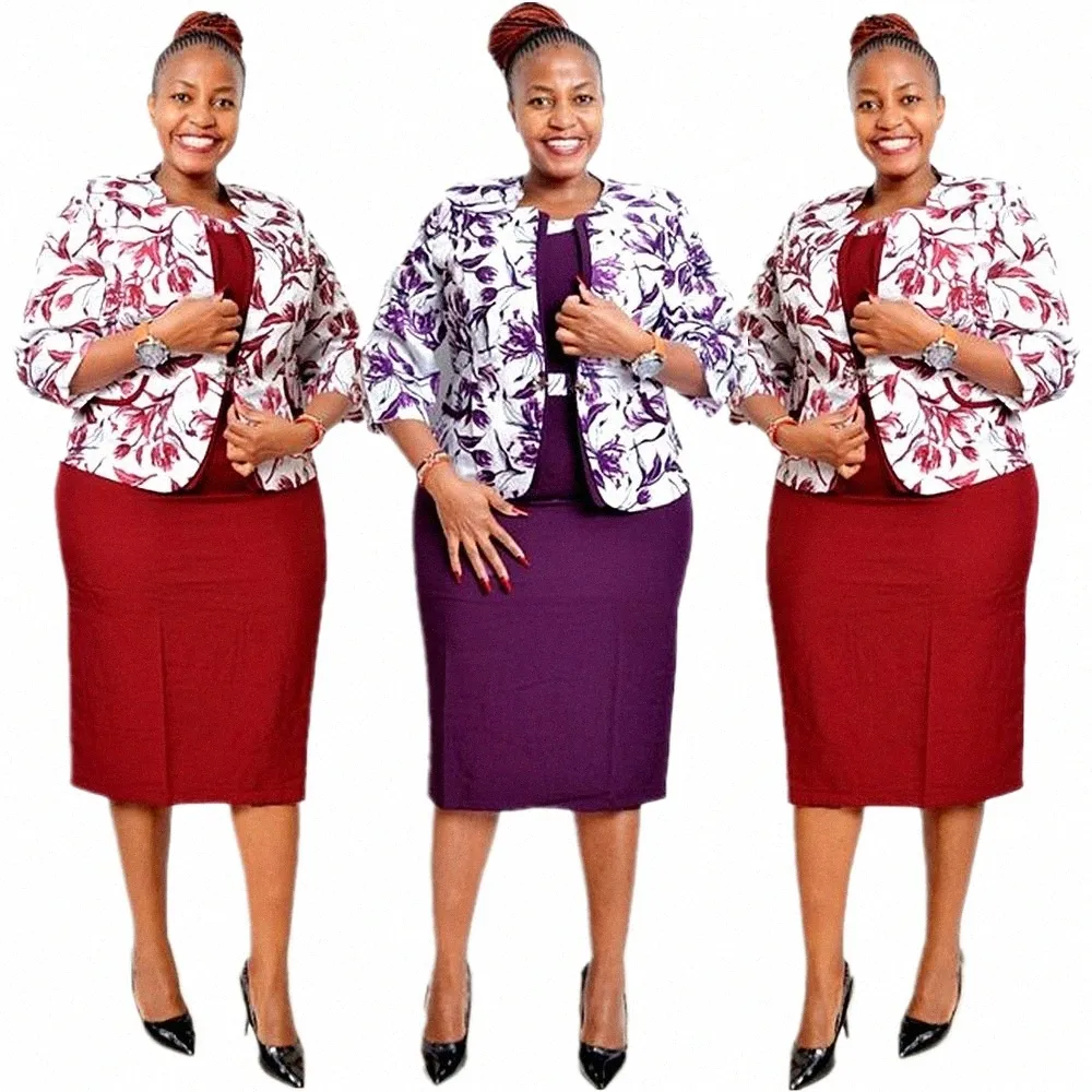 African African Floral Office Office Office Płaszcz i garnitur dla kobiet K4Z0#