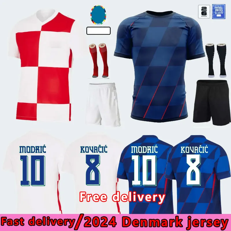 Maillot de football de Croatie 2024 Coupe d'Europe Nouveau 2025 Équipe nationale de Croatie 24 25 Maillot de football Hommes Kit Kit Ensemble KOVACIC Accueil Blanc Extérieur Bleu Hommes Uniforme PERISIC MODRIC PASALIC