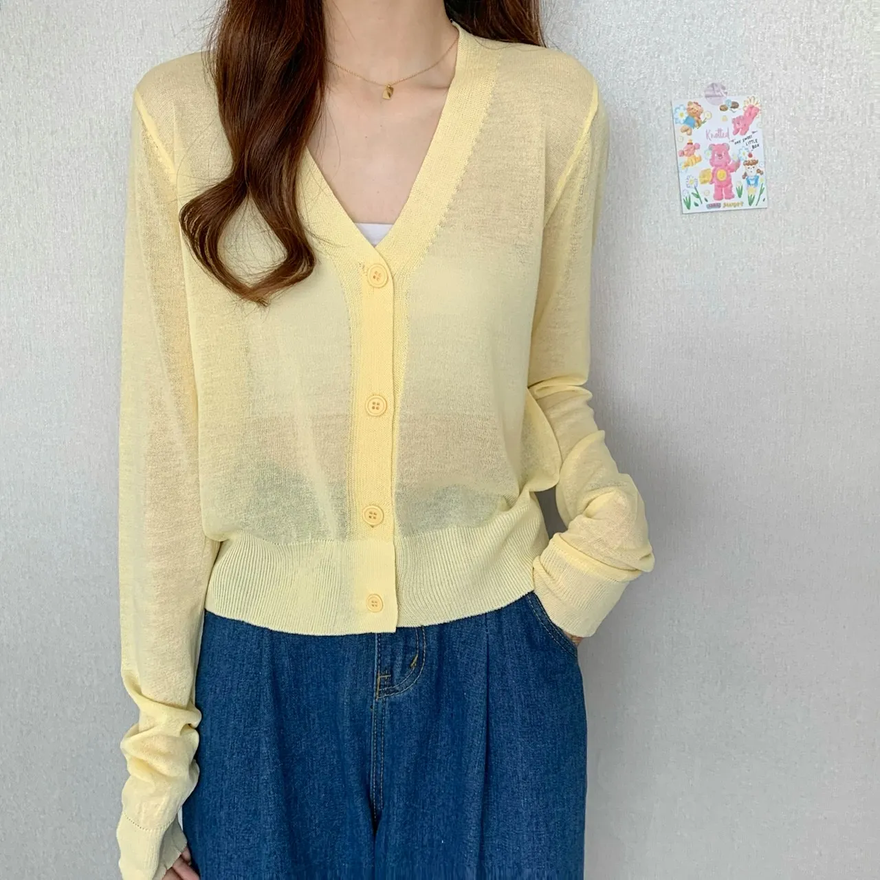 カーディガン HUECLOSET Trucy summer collar half knit DHgate.com:Womens Summer V-Neck Cardigan, Casual Transparent