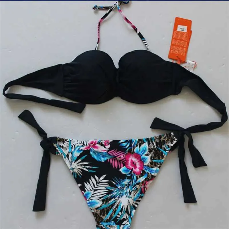 Kadın mayo cooclo yeni seksi bikini kadın mayo bikini yaz plaj elbise baskılı biquini mayo maillot de bain kadınlar j0330