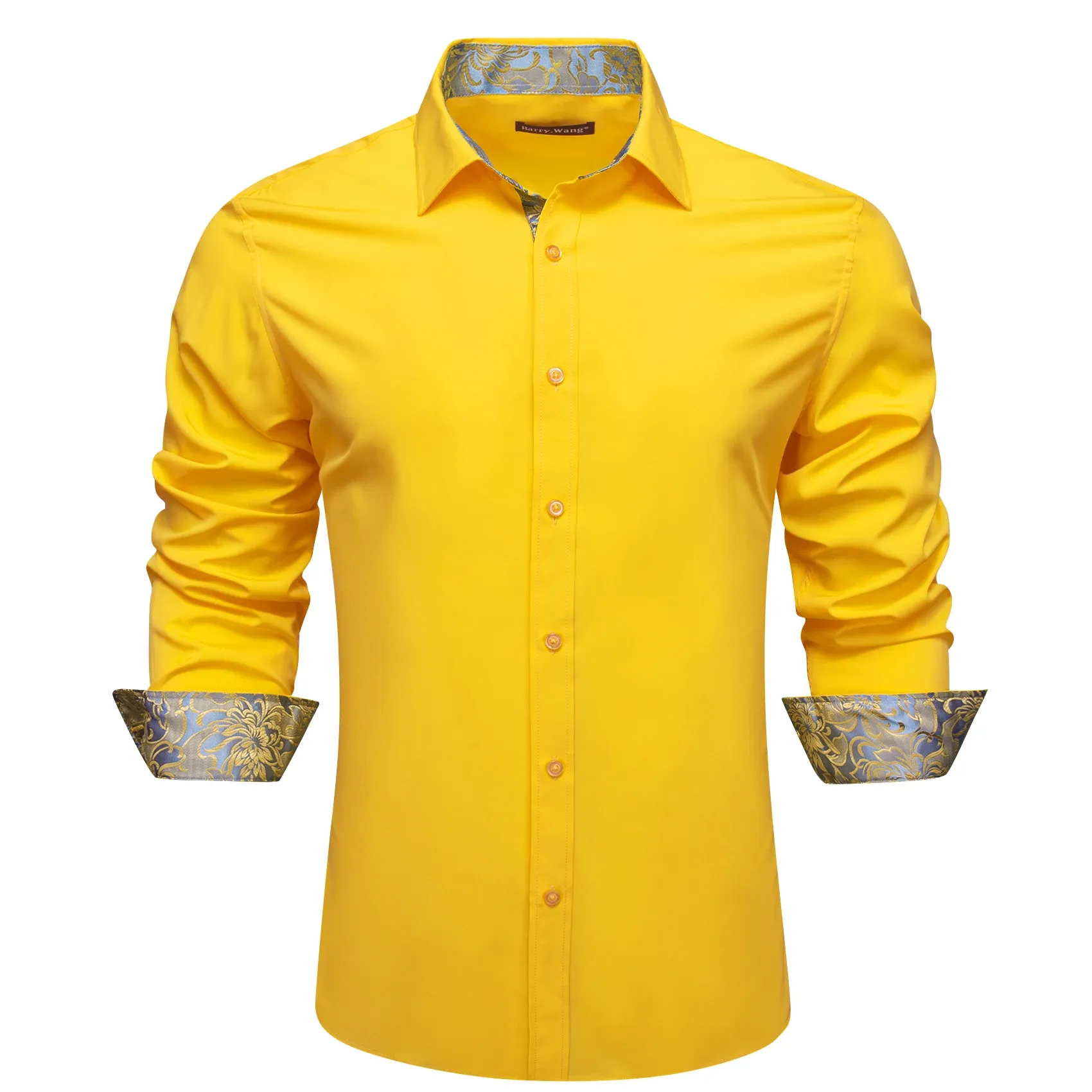 green emerald velvet dress Barry. Wang Mens Gold Dress Shirt Paisley Silk Long Sleeve Button Down Formal Shirts, M main image 1
