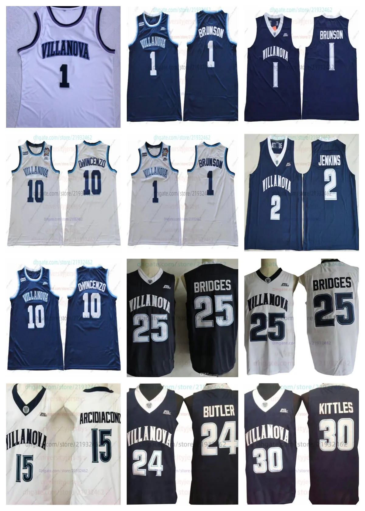 NCAA Villanova Wildcats Jalen Brunson Basketball -Trikot Kris Jenkins Josh Hart Donte Divincenzo Ryan Arcidiacono Mikal Bridges Butler Kittles Pickney