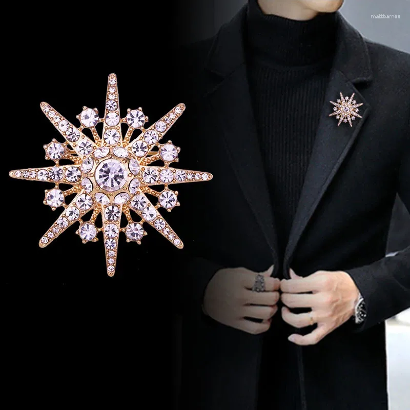 Broches masculinos temperamento terno casaco high-end luxo completo strass estrela broche acessórios pino corsage