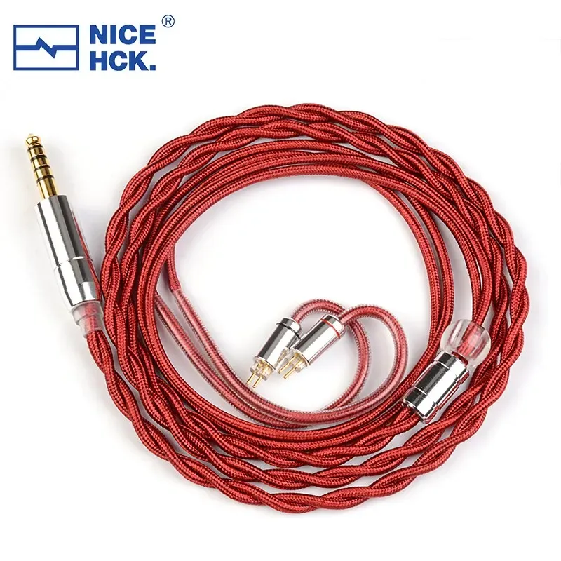Tillbehör NICEHCK REDAG 4N Pure Silver HiFi Earphone Coaxial Cable 3.5/2.5/4.4mm MMCX/QDC/0,78 2pin för Hola Zero Kato Aria Lan Cadenza
