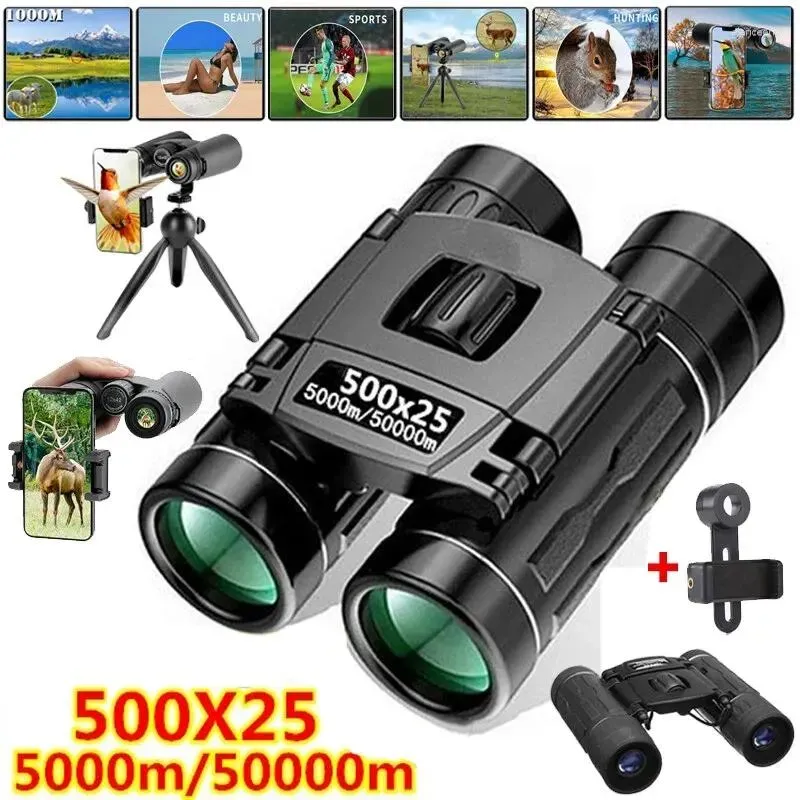 Télescope d'observation sur le terrain 500x25 portable haute définition variable 5000m/50000m jumelles puissantes pliantes chasse camping en plein air sports