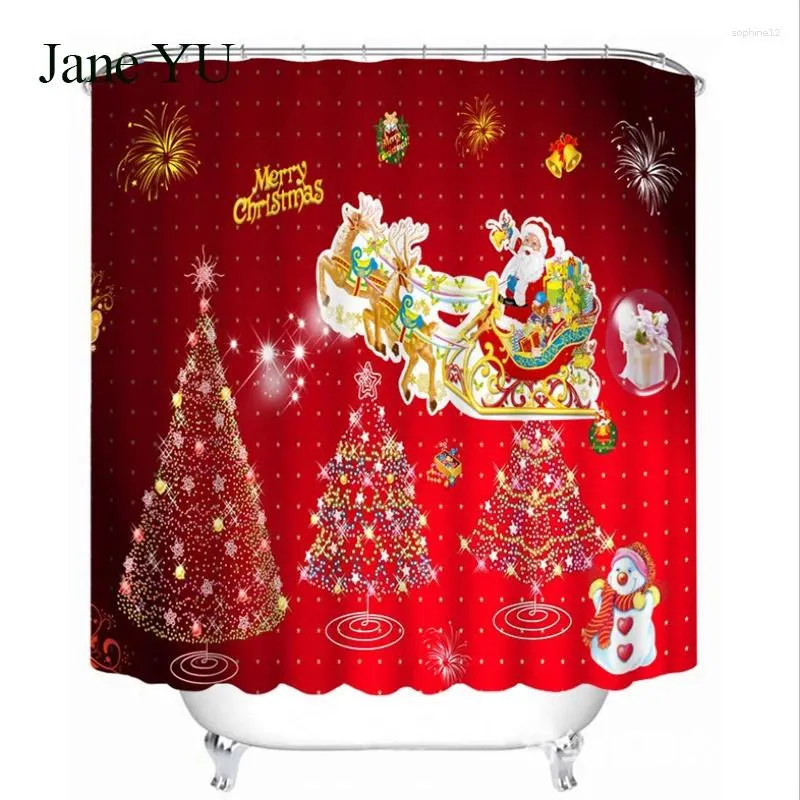 Duschgardiner Janeyu Creative Santa Digital Print Waterproof Curtain