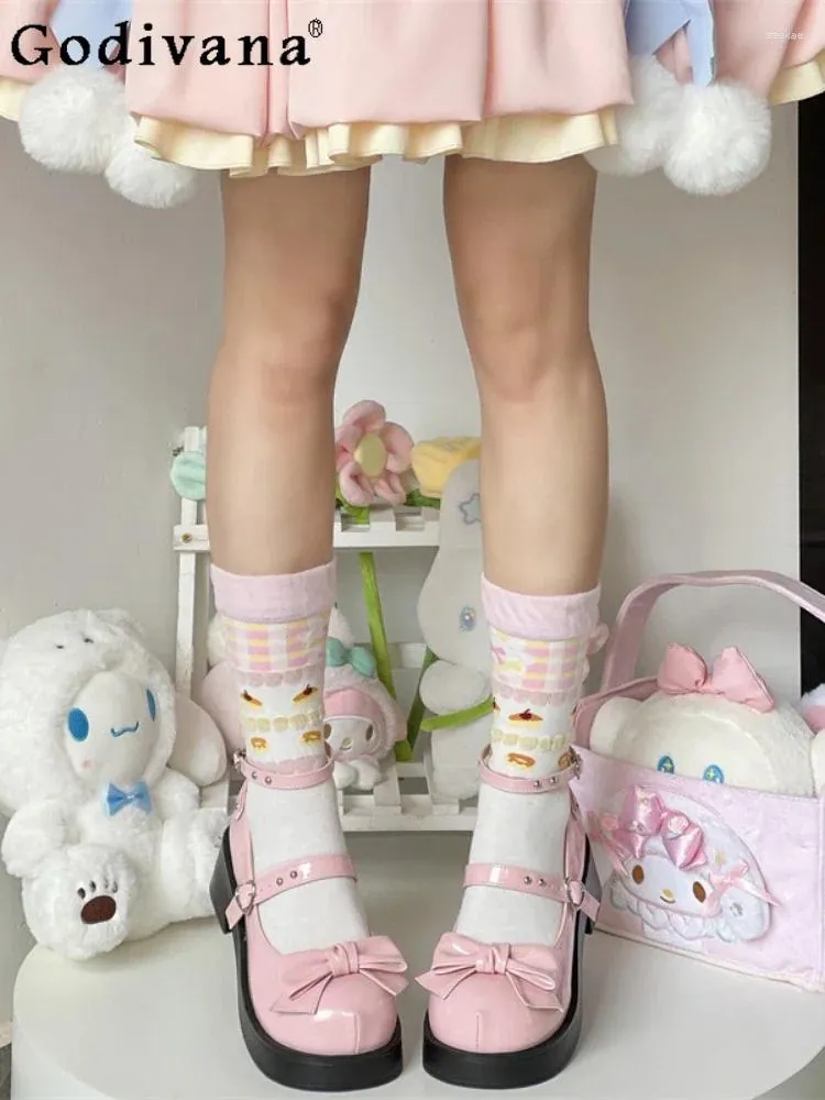Sıradan Ayakkabı Moda All Maç Kadınlar Perçin Yüksek Topuklu Kız Lolita Japon Tatlı Yay Ayak Bileği Kayışı Bayanlar İçin Pompalar