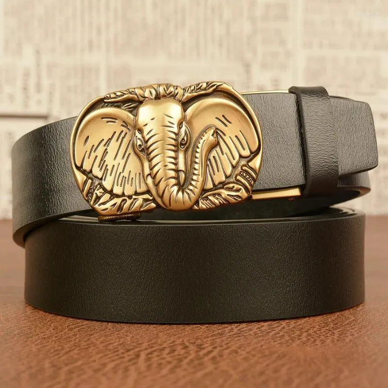 Belts Elephant Automatic Buckle Belt Cowhide Casual Men's Jeans Personalized