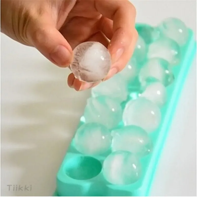 Plastic Molds Ice Tray 14 Grid 3D Round Ice Molds Home Bar Party Use Round Ball Ice Cube Makers Kitchen DIY Ice Cream Mouldsfor Bar Party Use Mold