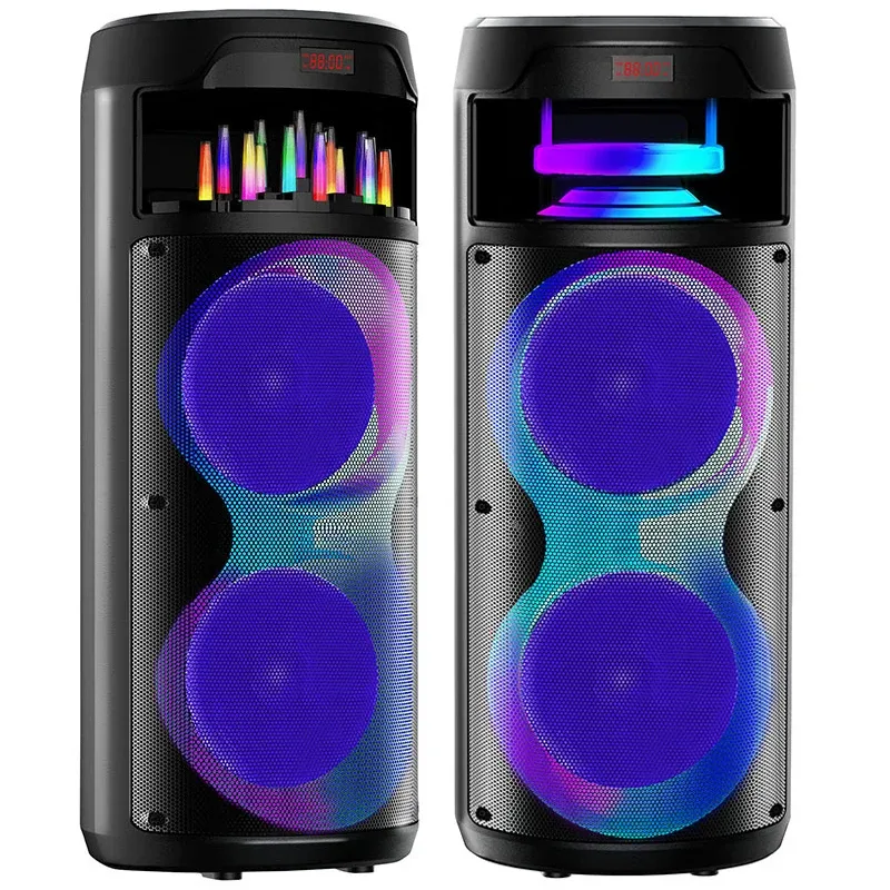 Alto-falantes Dual 8inch Horn 40W Quadrado Dança Ao Ar Livre Bluetooth Speaker Portátil Coluna Sem Fio Subwoofer K Canção Grande Soundbox FM Radio TF