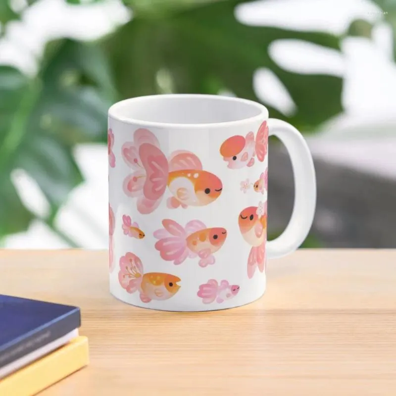 Canecas Flor de cerejeira Goldfish 2 Caneca de café Copos grandes para café