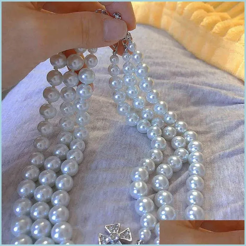 Necklaces Pendant Necklaces Ins Fashion Crystal Necklace Cristal Naszyjnik Pearl Choker For Women Fine Jewelry Gifts Drop Delivery Pend Dhyn