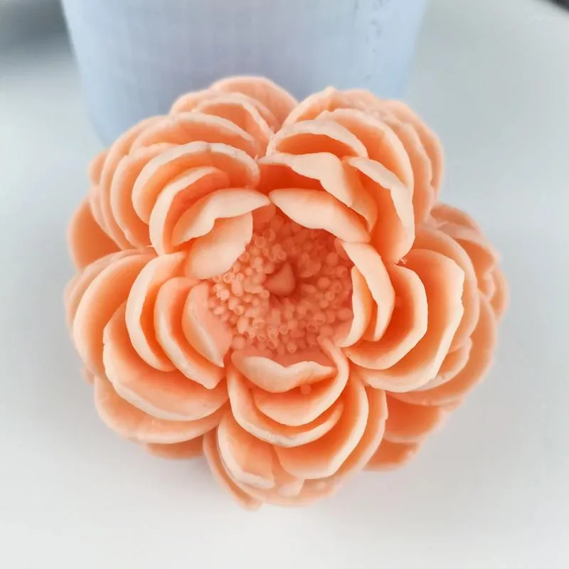 Moldes de cozimento Crisântemo 3D Flores Molde de Silicone Rosa Forma Bolo Chocolate Vela Sabão Molde DIY Aroma Decoração Doméstica Ferramentas Artesanais