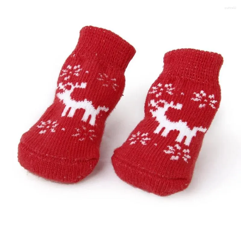 Dog Apparel 4pcs Christmas Socks Cotton Reindeer Non- Supplies Stockings For Cat Puppy