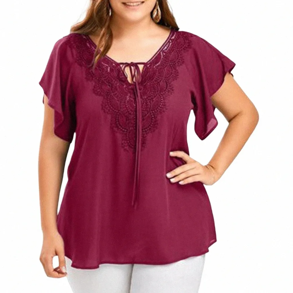 Plus Size Women Blus V Neck Flare ärmar Casual Top Lady Dres för kvinnor plus storlek Kvinnor Kläder stor storlek 4xl 5xl 56bs#