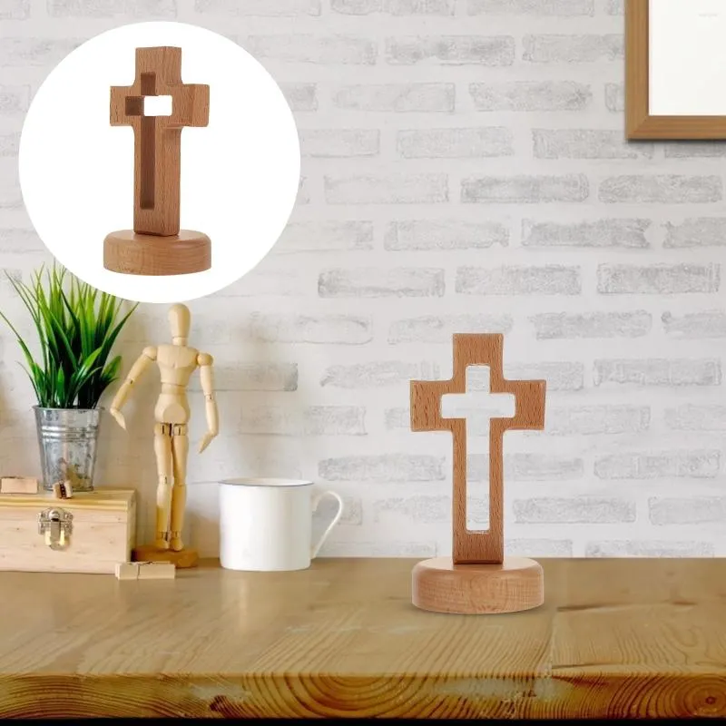 Healifty Holzkreuz, stehend, religiöser Holzsockel, Altartisch, Kirche, Weihnachten, Zuhause, Desktop, Party-Dekoration