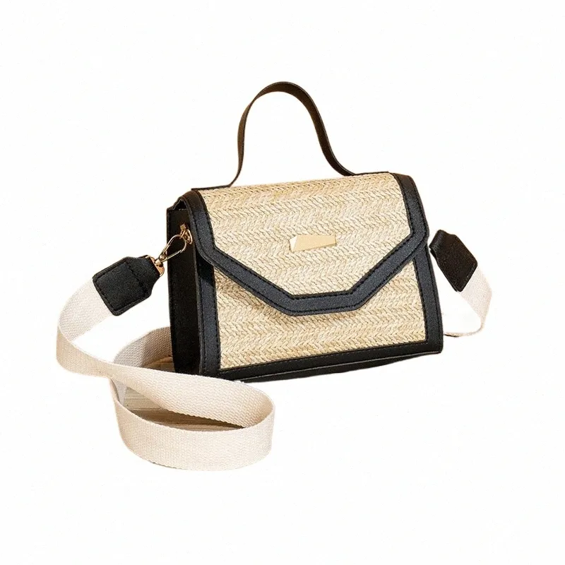 stro geweven handtas, trendy en betrouwbaar, eenvoudig geweven paillettendecoratie, crossbody kleine vierkante tas tassen voor dames j7VF #