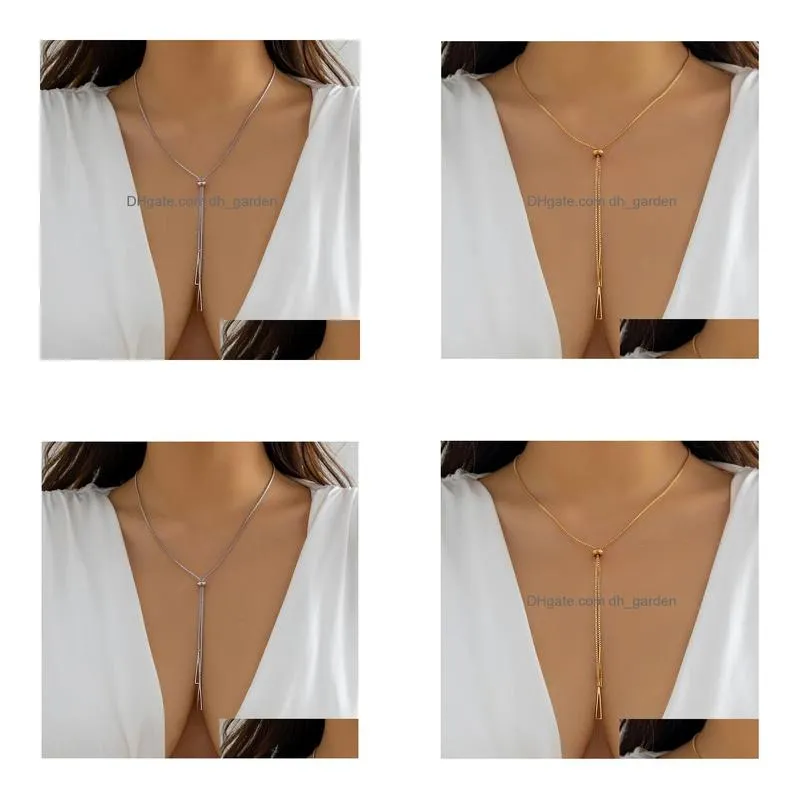 Chokers Einfache verstellbare Schlangenbox-Kette Halskette für Frauen Y-Stick-Anhänger Brust-Choker Ästhetischer Halsschmuck Zubehör Dhgarden Dh4RC