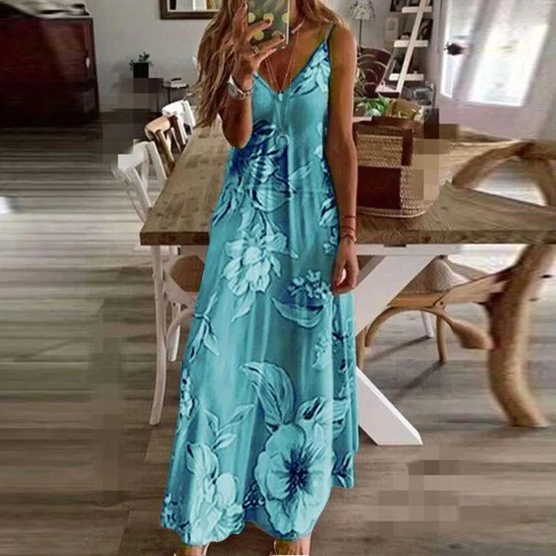 Sukienki swobodne Czech Tunikowa plażowa spaghrtti Pasek długi sukienki Kobiety