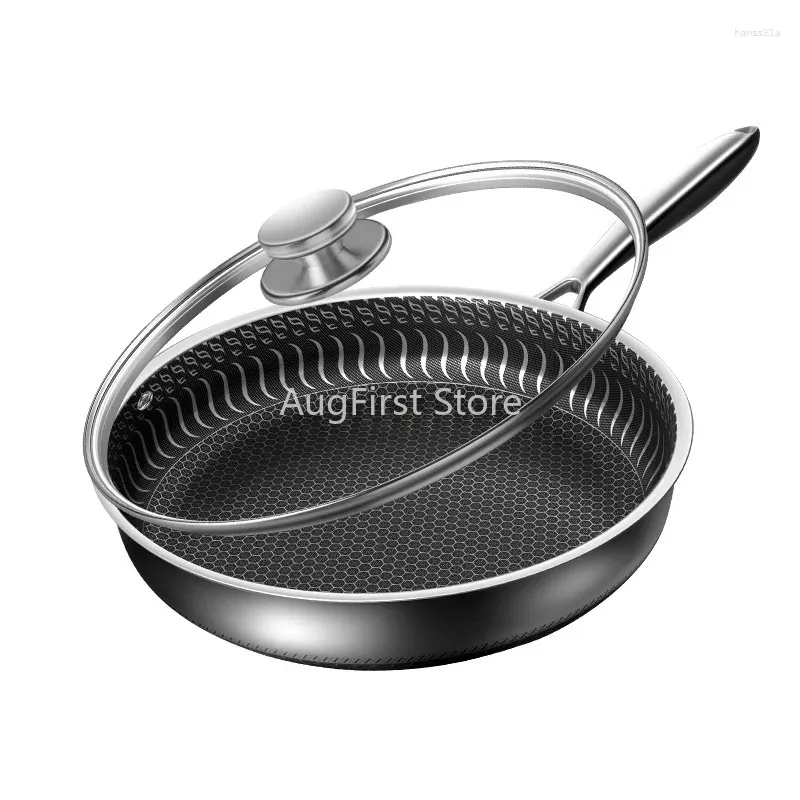 Sartenes Sartén de acero inoxidable 316 Sin lámpara, utensilios de cocina antiadherentes, uso general sin recubrimiento de gas para horno electromagnético