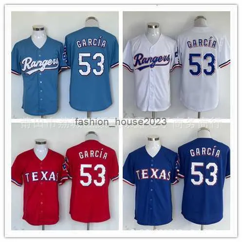 Camisa de beisebol da MLB Rangers 53 Garcia bordada de beisebol