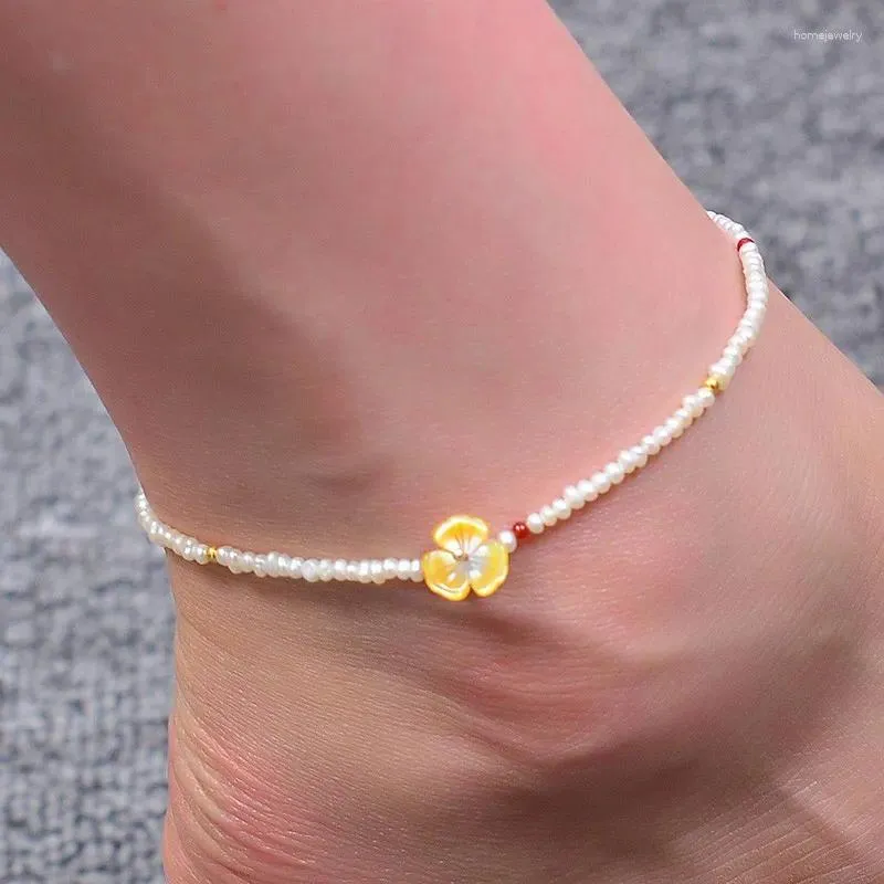 Anklets 5A S925 Sterling Silver Crystal Pearl Anklet قابل للتعديل