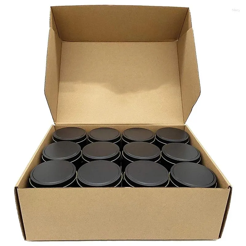 Bols boîtes à bougies 24 pièces, conteneurs métalliques de 4 Oz pour la fabrication de bougies, artisanat, stockage à sec, noir