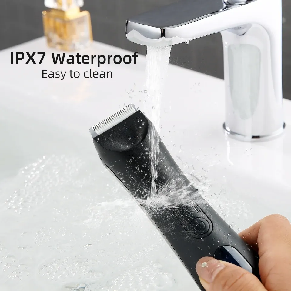 جهاز تقليم الجسم الكهربائي و Schaver for Men Body Groomer Scroinball Pubic Hairmer Rapplable Plade IPX7 مقاوم للماء