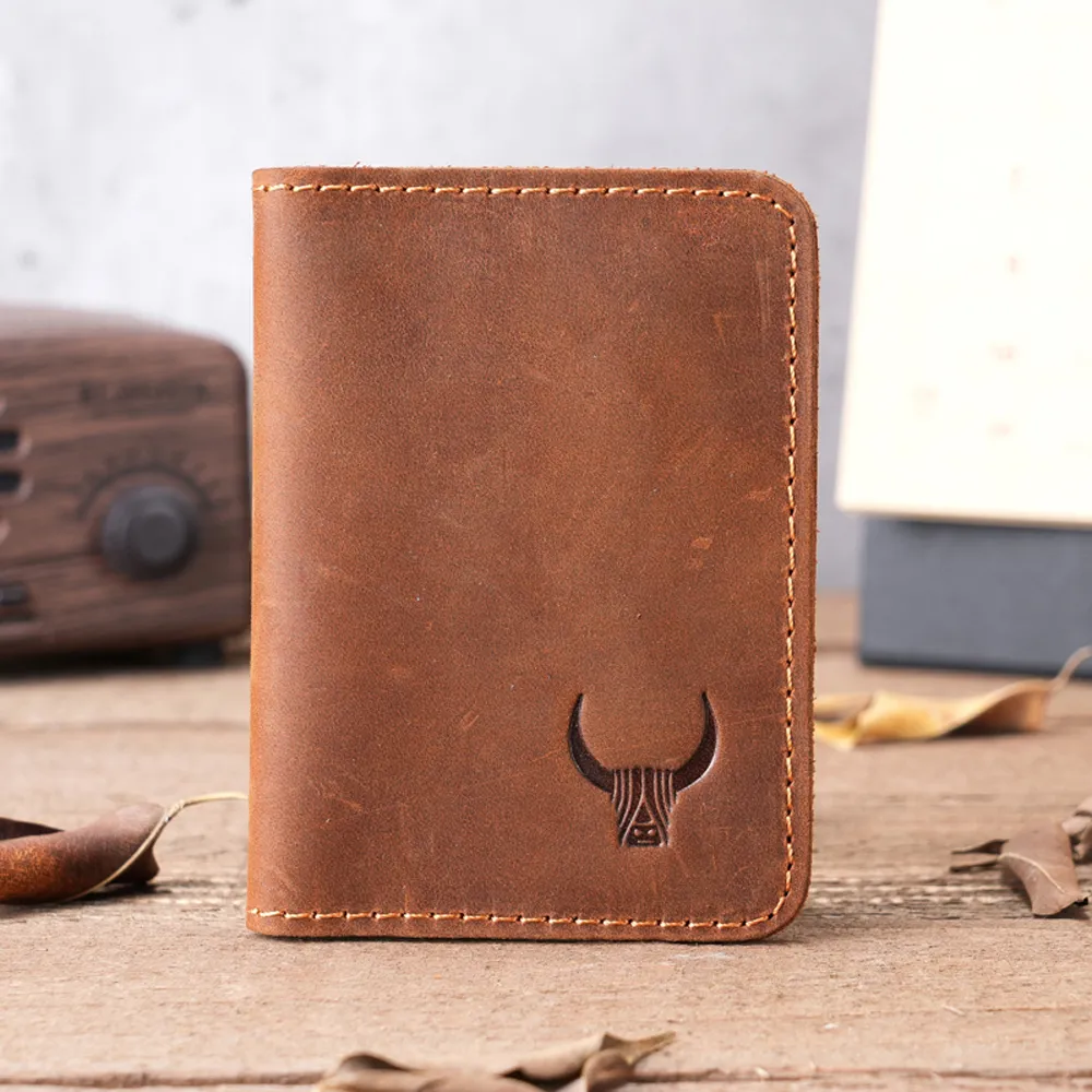 Men's Genuine Cow Leather Card Wallet Small Credit Card Holder