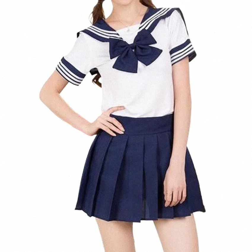 Costume japonais coréen Versi JK pour femme, uniforme scolaire, Costumes de Cosplay de marin de lycée, jupe plissée pour étudiantes filles B65D #