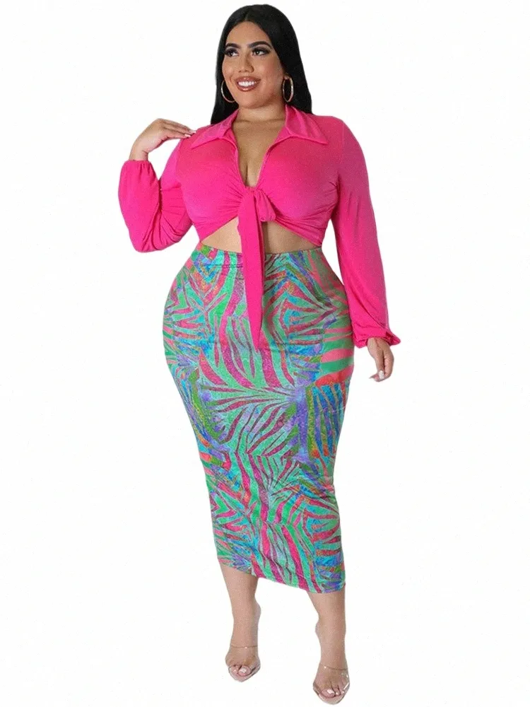 Wmstar Plus Size Dr Sets Dameskleding Tweedelige Set Crop Top Boog en Rokken Zomer Nieuw In Outfits groothandel Dropship s4a0 #