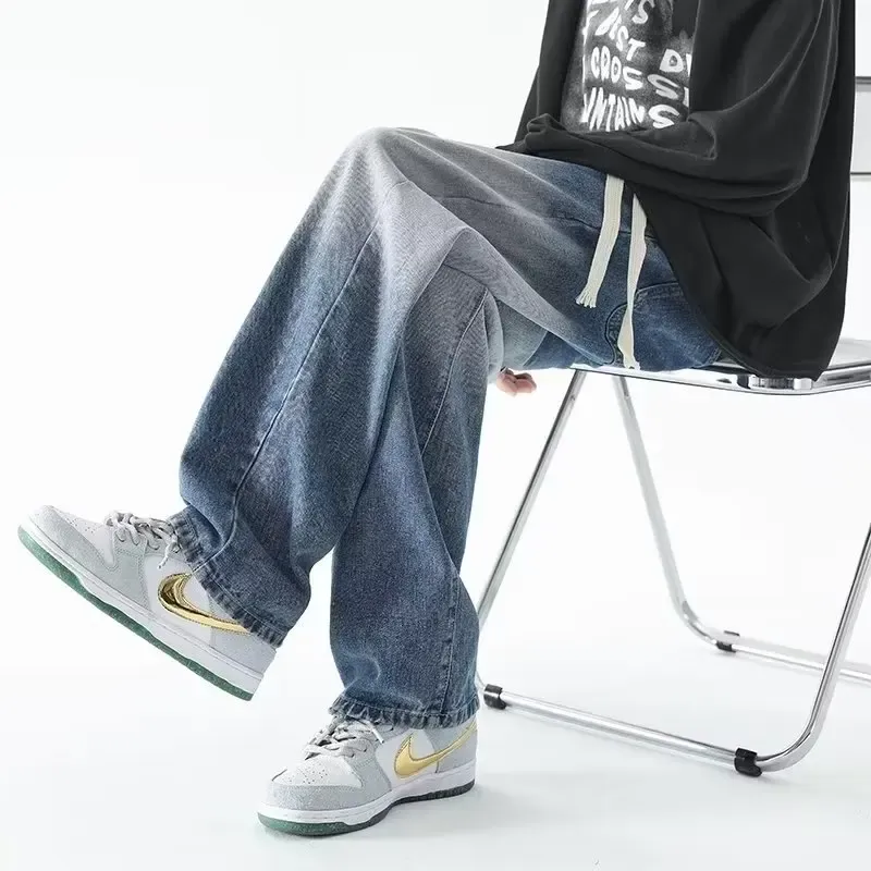 Jean Cargo Baggy Vintage Pour Garçon – Coupe Droite Large, Style Streetwear Hip-hop, Avec Poches Et Taille élastique